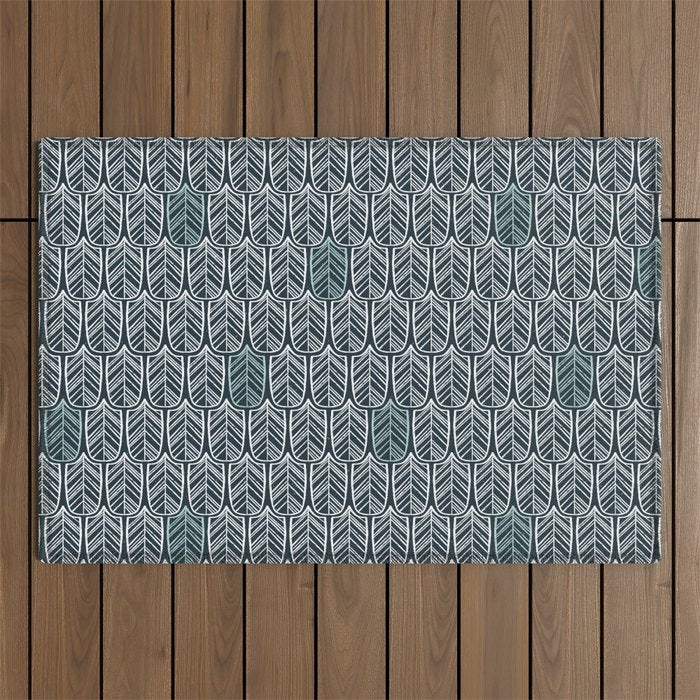 Feather Tile Navy Outdoor Rug Gallery Image 1