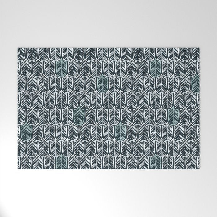 Feather Tile Navy Welcome Mat Gallery Image 1
