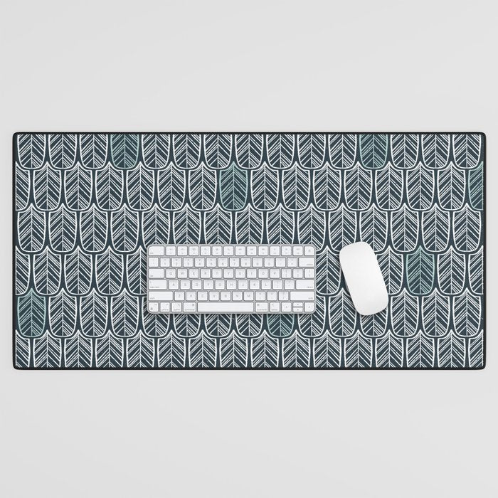 Feather Tile Navy Desk Mat Gallery Image 1