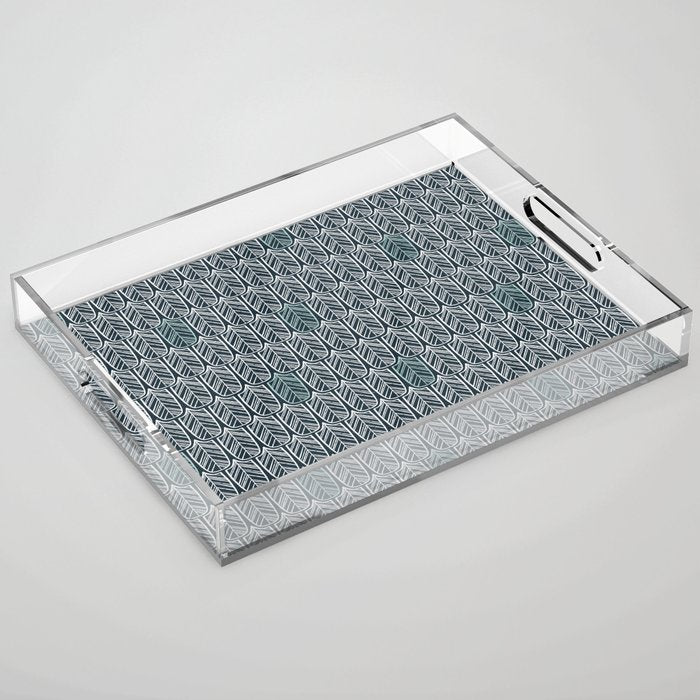Feather Tile Navy Acrylic Tray Gallery Image 1