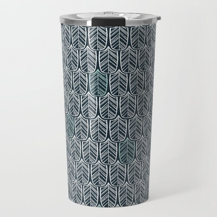 Feather Tile Navy Travel Mug Gallery Image 1
