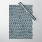Feather Tile Navy Wrapping Paper Gallery Image 1
