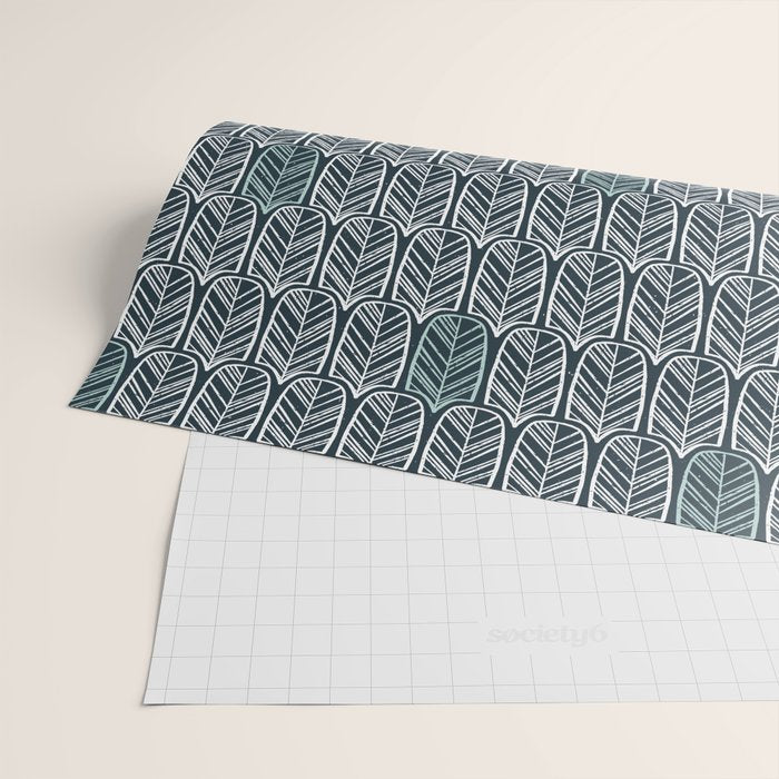 Feather Tile Navy Wrapping Paper Gallery Image 2