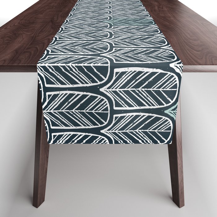 Feather Tile Navy Table Runner Gallery Image 1