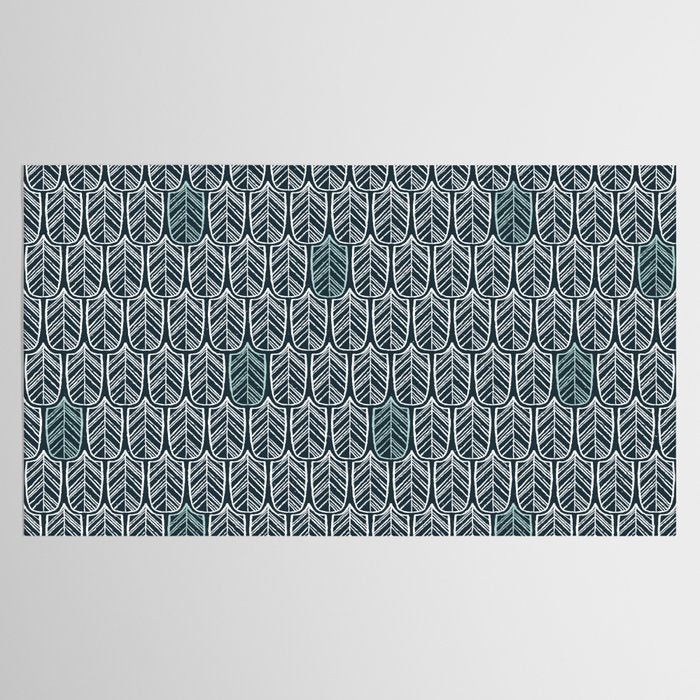 Feather Tile Navy Tablecloth Gallery Image 2