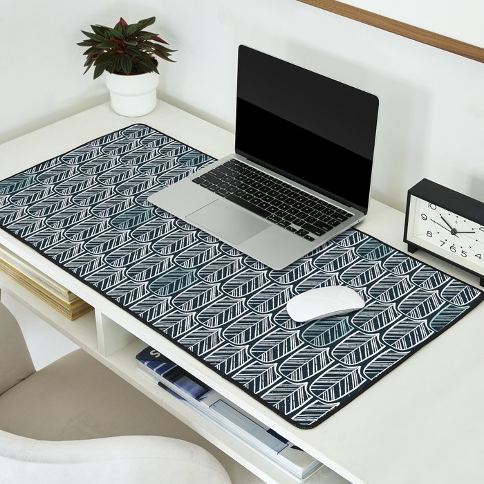 Feather Tile Navy Desk Mat Gallery Image 2