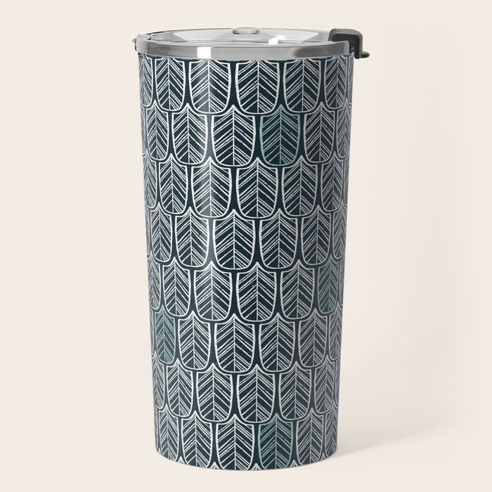 Feather Tile Navy Travel Mug Gallery Image 2
