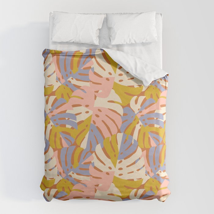 Color Block Monstera Pink + Lavender Duvet Cover Gallery Image 6