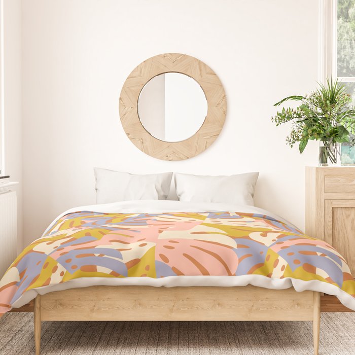 Color Block Monstera Pink + Lavender Duvet Cover Gallery Image 3