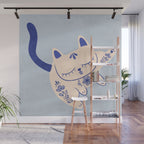 Purrcelin Cat Butt - Delft Porcelain Kitty Wall Mural Gallery Image 1