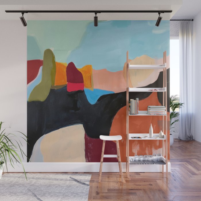 Abstract Desert Art Print in Bold Earth Tones Wall Mural Gallery Image 1