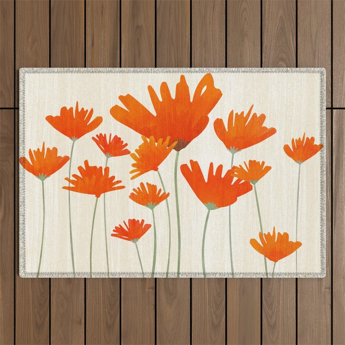 Fiery Red Flowers Outdoor Rug Gallery Image 1