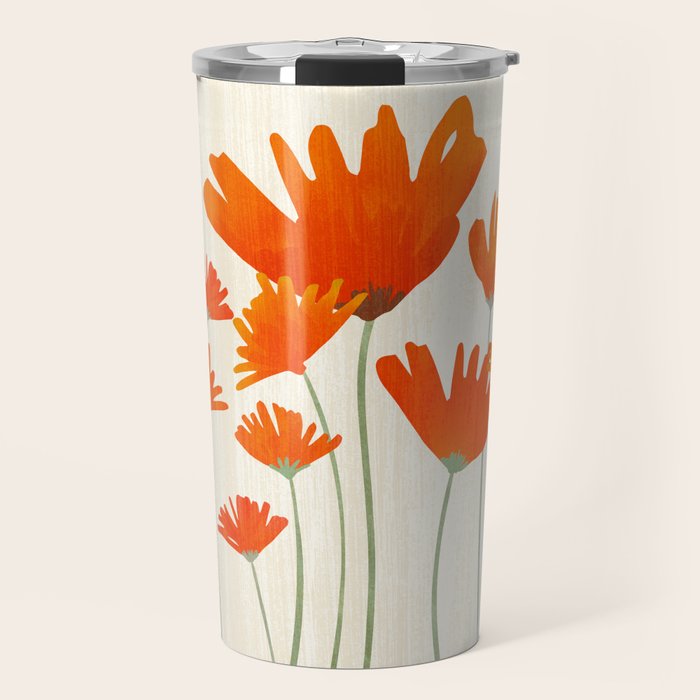 Fiery Red Flowers Travel Mug Gallery Image 1