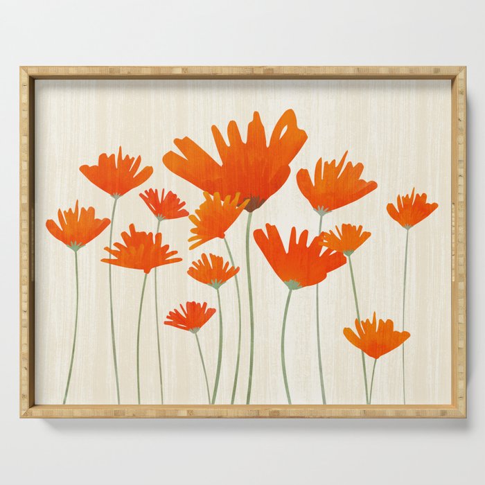 Fiery Red Flowers Serving Tray Gallery Image 1