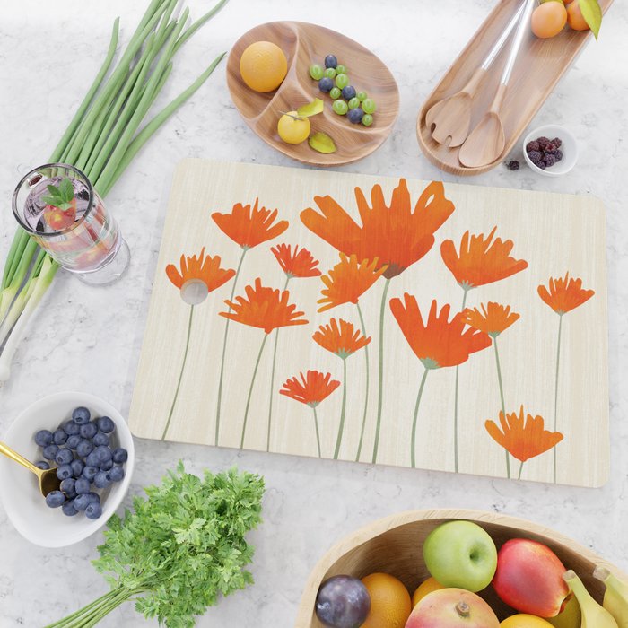 Fiery Red Flowers Cutting Board Gallery Image 2