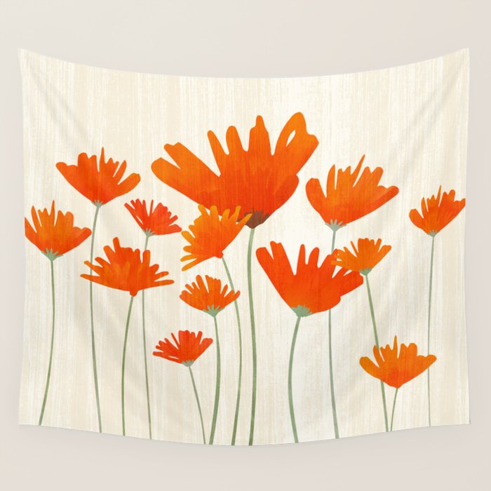 Fiery Red Flowers Wall Tapestry Gallery Image 4