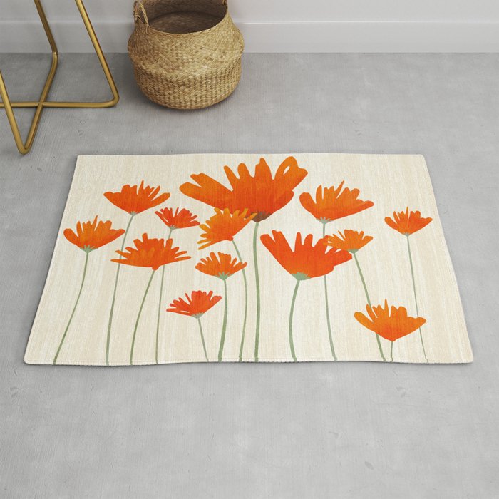 Fiery Red Flowers Rug Gallery Image 1