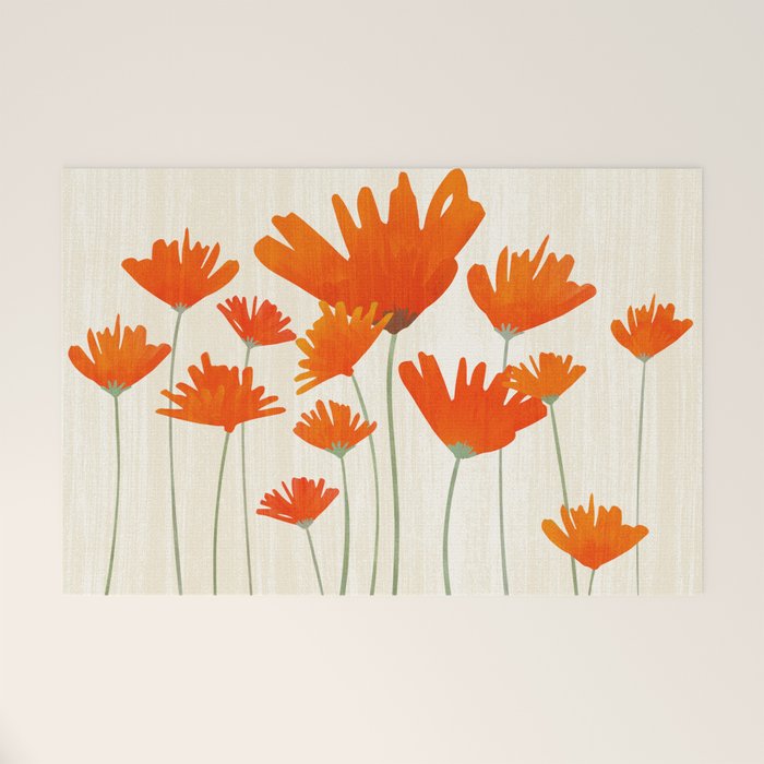 Fiery Red Flowers Welcome Mat Gallery Image 1