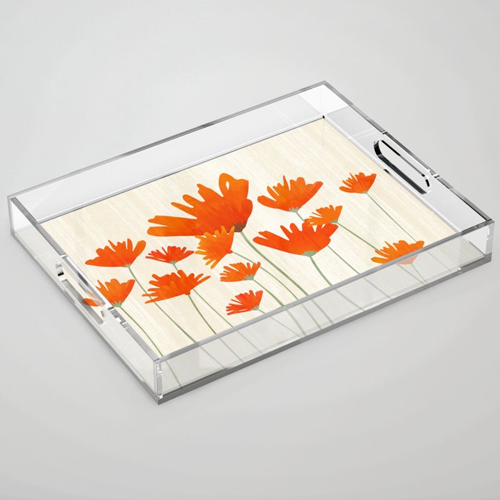 Fiery Red Flowers Acrylic Tray Gallery Image 1