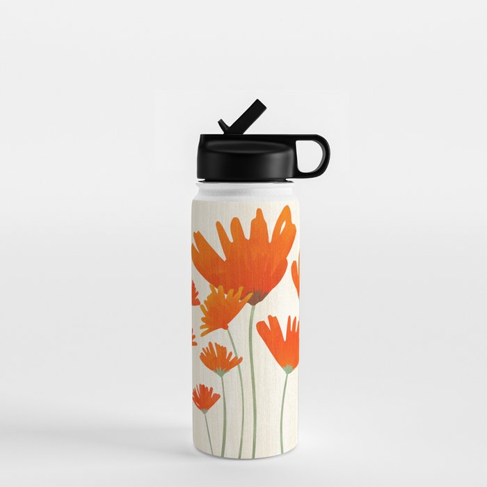 Fiery Red Flowers Water Bottle Gallery Image 1