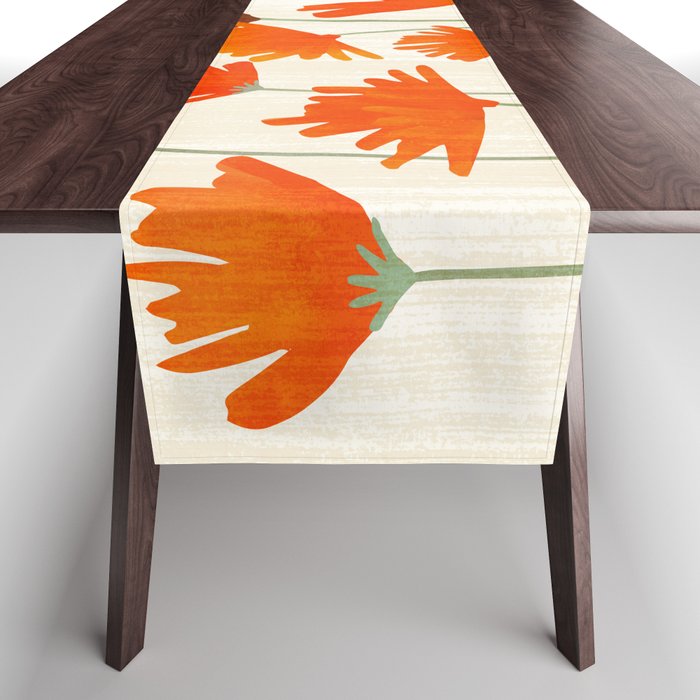 Fiery Red Flowers Table Runner