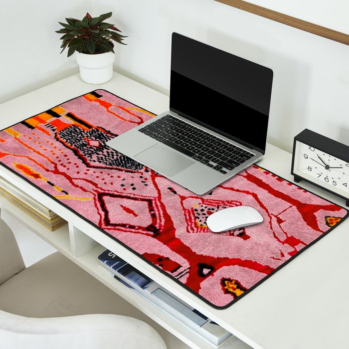 Traditional Pink Moroccan Rug Artwork Desk Mat Gallery Image 2