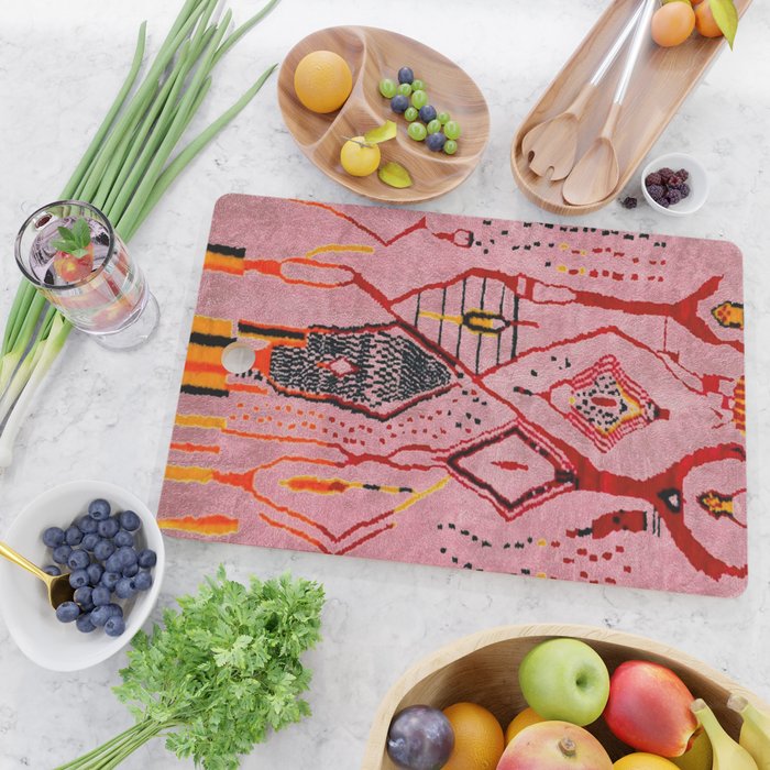 Traditional Pink Moroccan Rug Artwork Cutting Board Gallery Image 2