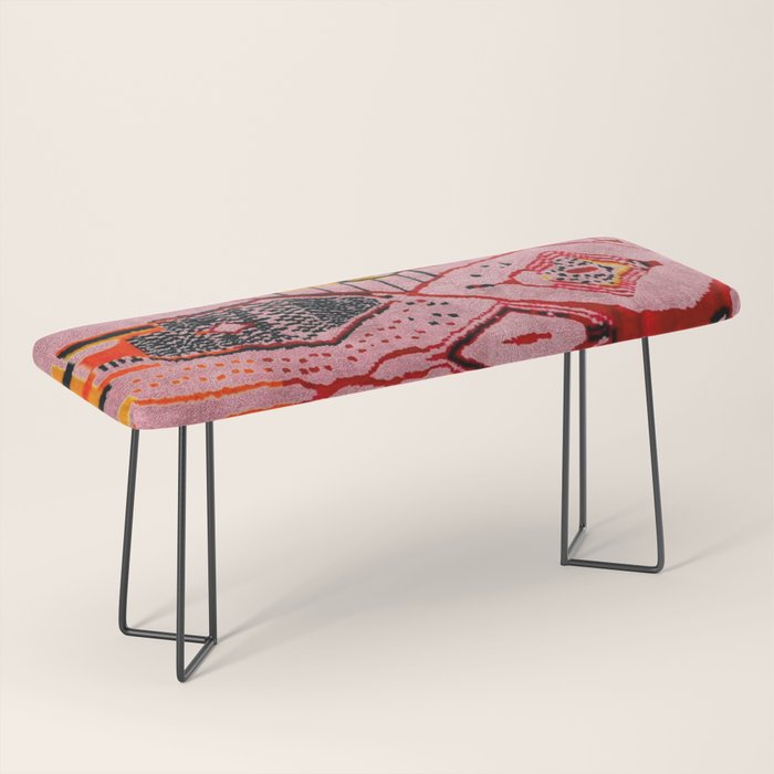 Traditional Pink Moroccan Rug Artwork Bench Gallery Image 1