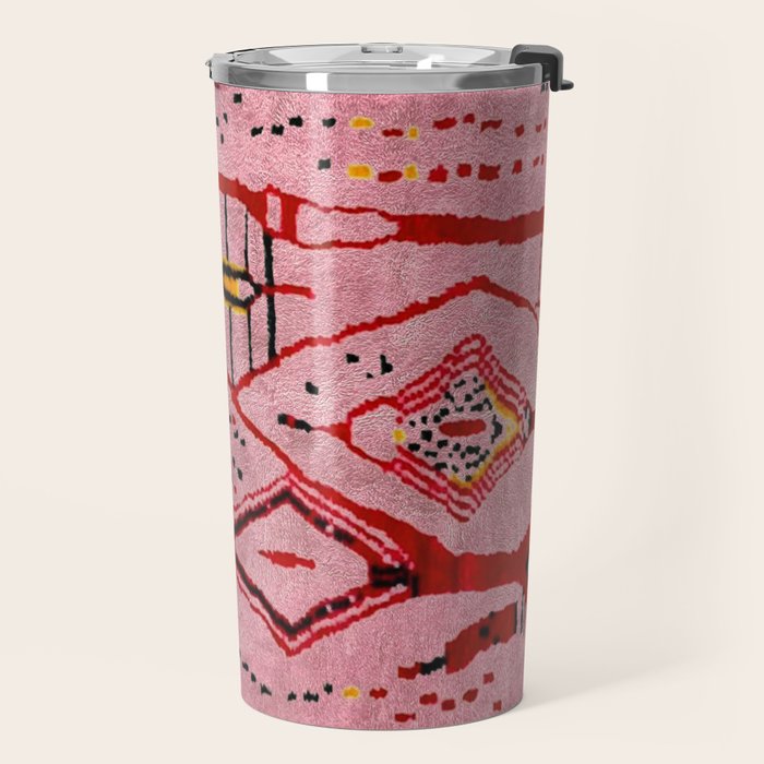 Traditional Pink Moroccan Rug Artwork Travel Mug Gallery Image 2