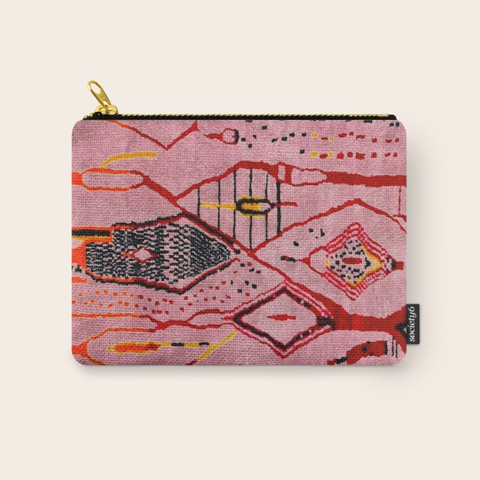 Traditional Pink Moroccan Rug Artwork Carry All Pouch Gallery Image 1