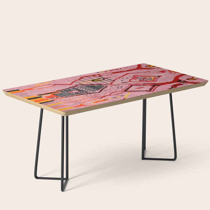 Traditional Pink Moroccan Rug Artwork Coffee Table Gallery Image 1