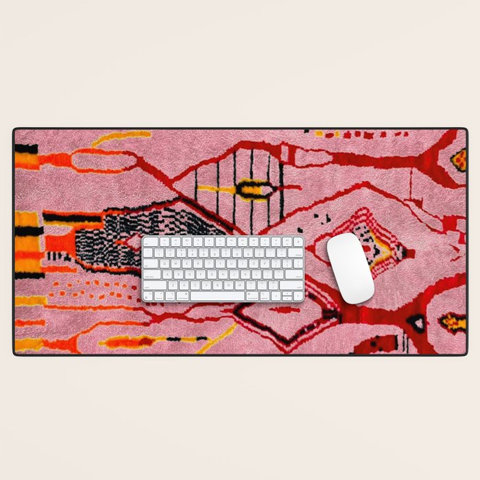 Traditional Pink Moroccan Rug Artwork Desk Mat Gallery Image 1