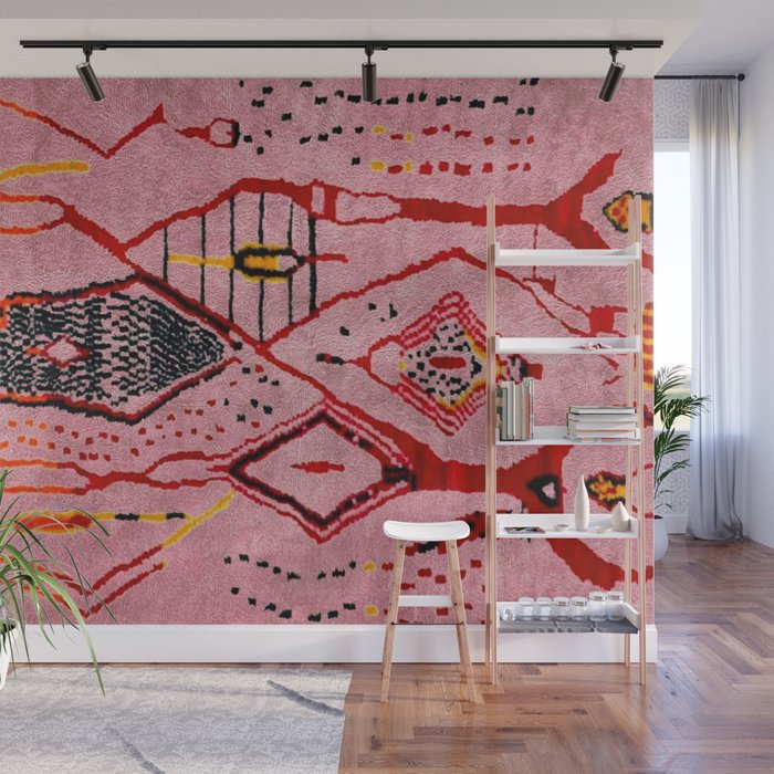 Traditional Pink Moroccan Rug Artwork Wall Mural Gallery Image 1