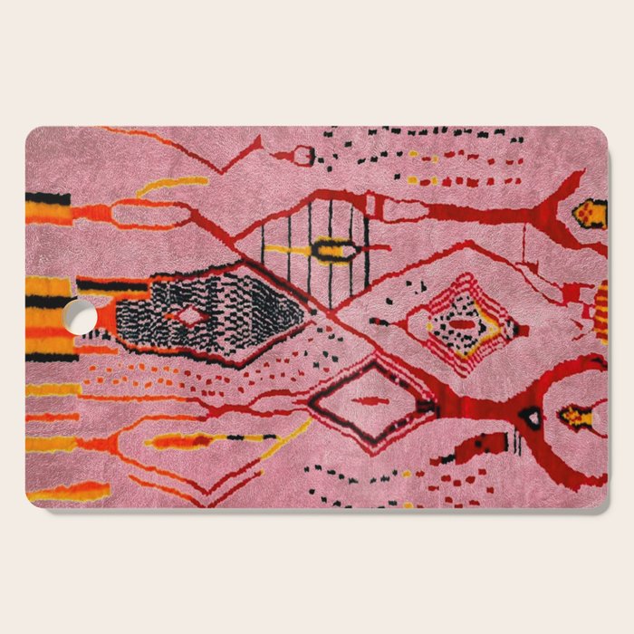 Traditional Pink Moroccan Rug Artwork Cutting Board Gallery Image 1