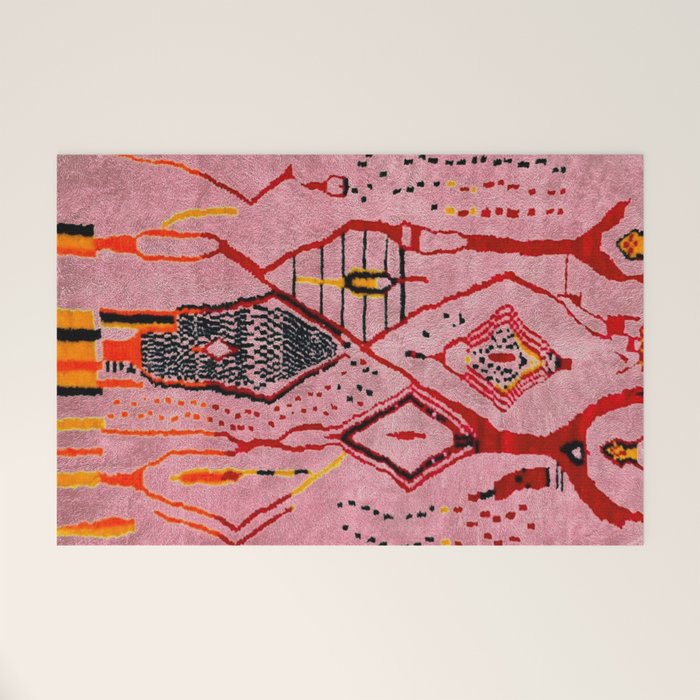 Traditional Pink Moroccan Rug Artwork Welcome Mat Gallery Image 1