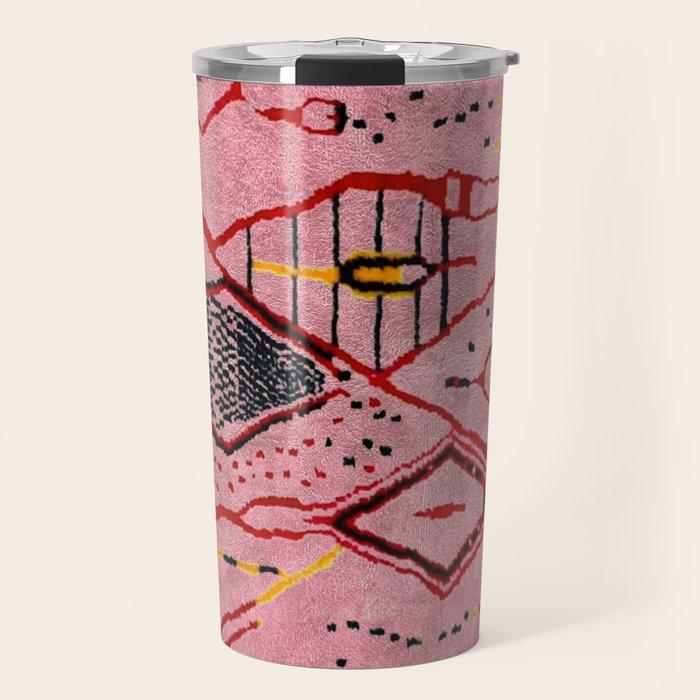Traditional Pink Moroccan Rug Artwork Travel Mug Gallery Image 1