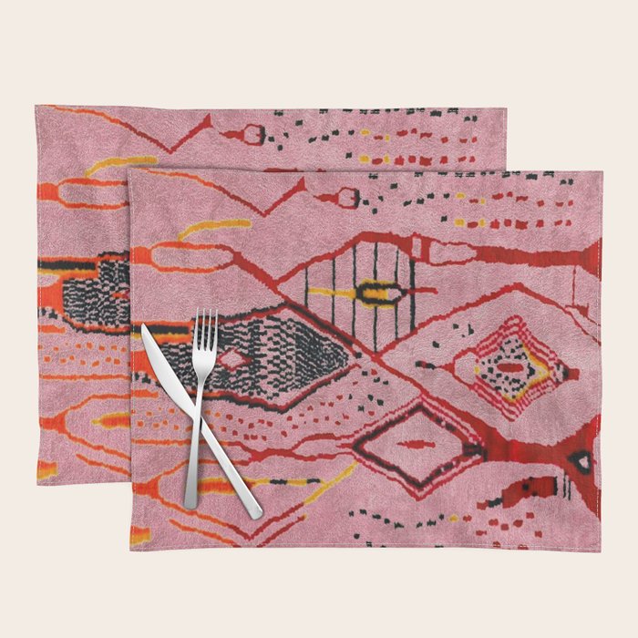 Traditional Pink Moroccan Rug Artwork Placemat Gallery Image 1