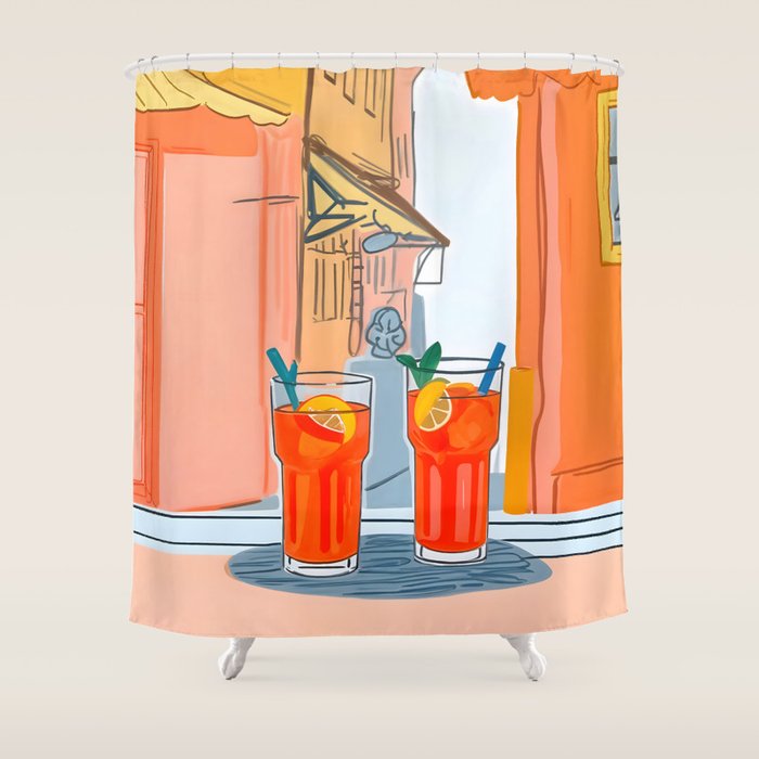 Two Aperols Please Shower Curtain Gallery Image 1
