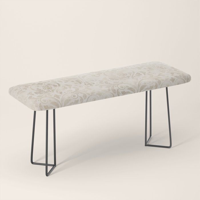 Elegant Ivory Damask 2 Bench Gallery Image 1