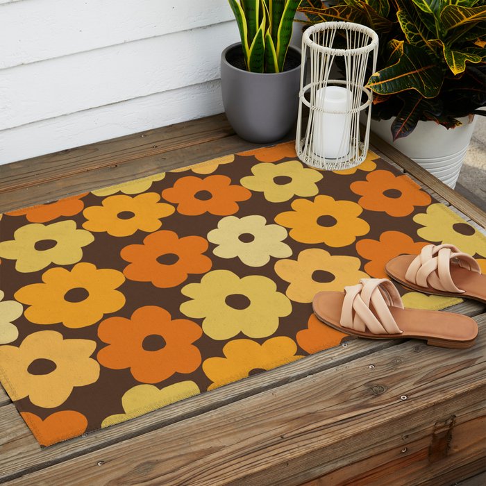 Simple Flower Pattern #2 Outdoor Rug Gallery Image 2