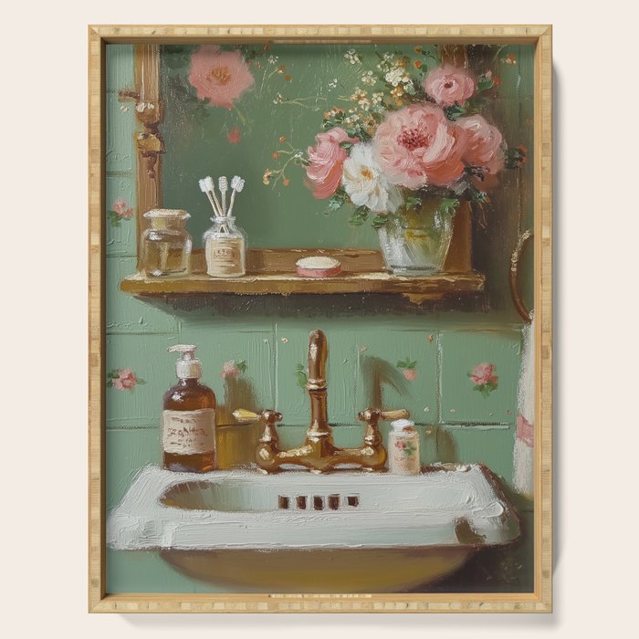 Vintage French Bathroom Vanity Serving Tray Gallery Image 1