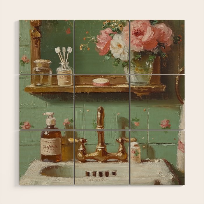 Vintage French Bathroom Vanity Wood Wall Art Gallery Image 1