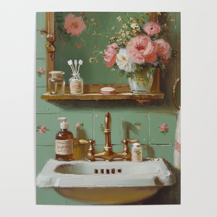 Vintage French Bathroom Vanity Poster Gallery Image 4