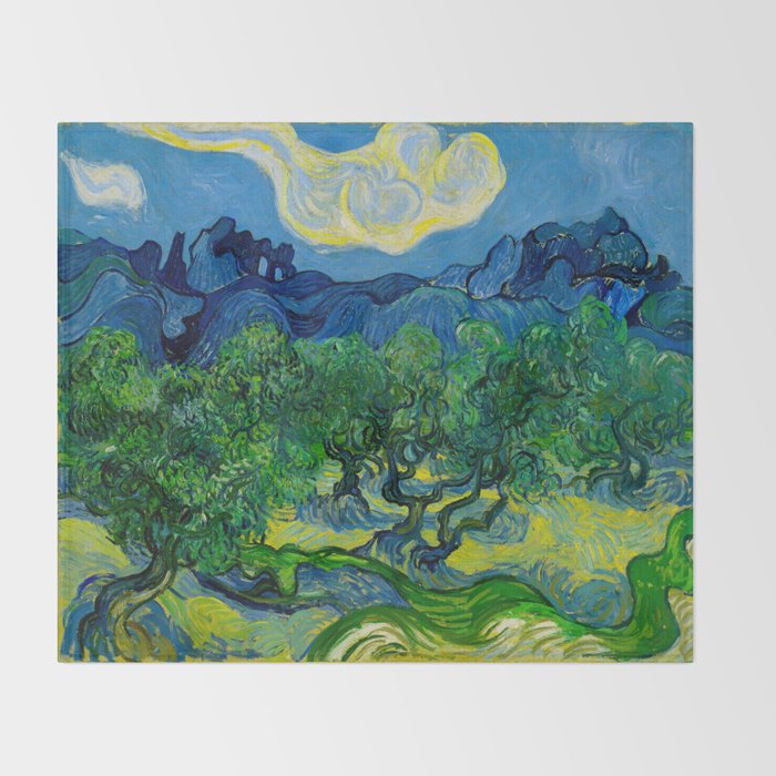 Olive Trees by Vincent Van Gogh Oil Painting Throw Blanket Gallery Image 2