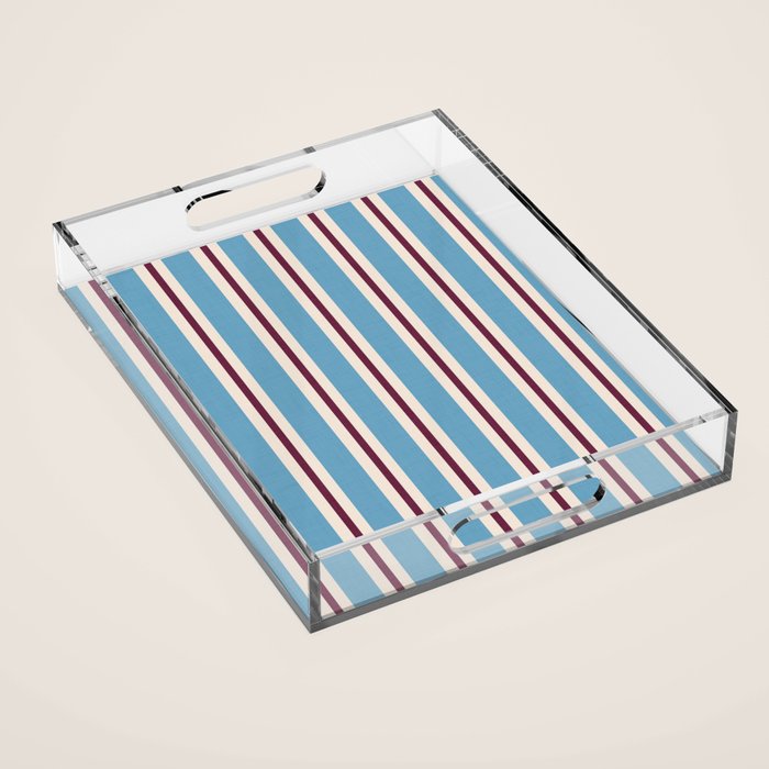 Classic Stripes - heritage blue berry Acrylic Tray Gallery Image 1