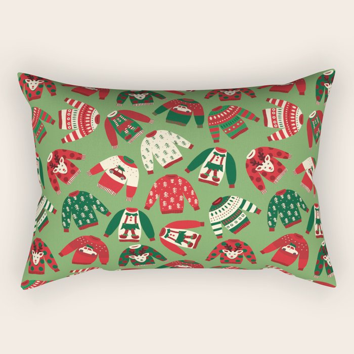 Ugly Christmas Sweaters Pattern Rectangular Pillow Gallery Image 1