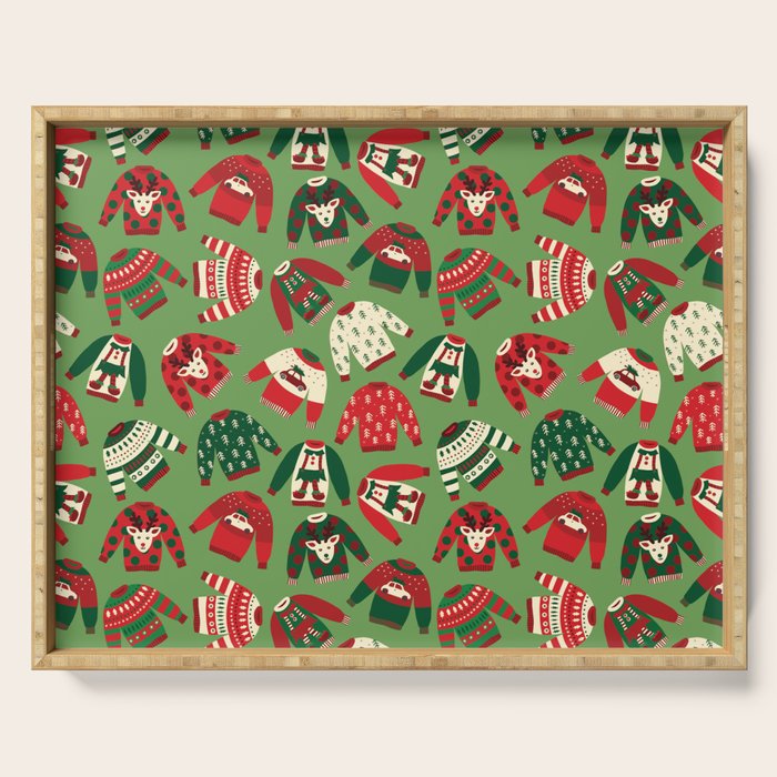 Ugly Christmas Sweaters Pattern Serving Tray Gallery Image 1