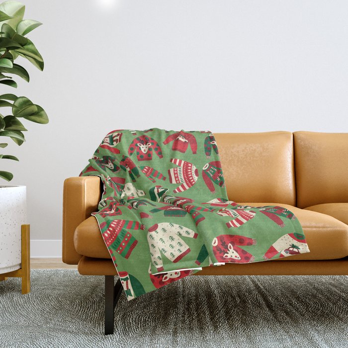 Ugly Christmas Sweaters Pattern Throw Blanket Gallery Image 1