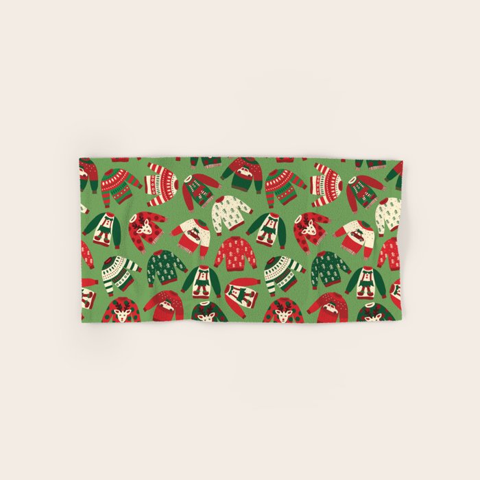 Ugly Christmas Sweaters Pattern Bath Towel Gallery Image 1