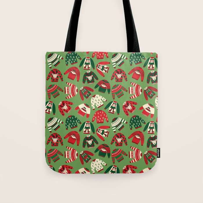 Ugly Christmas Sweaters Pattern Tote Bag Gallery Image 1